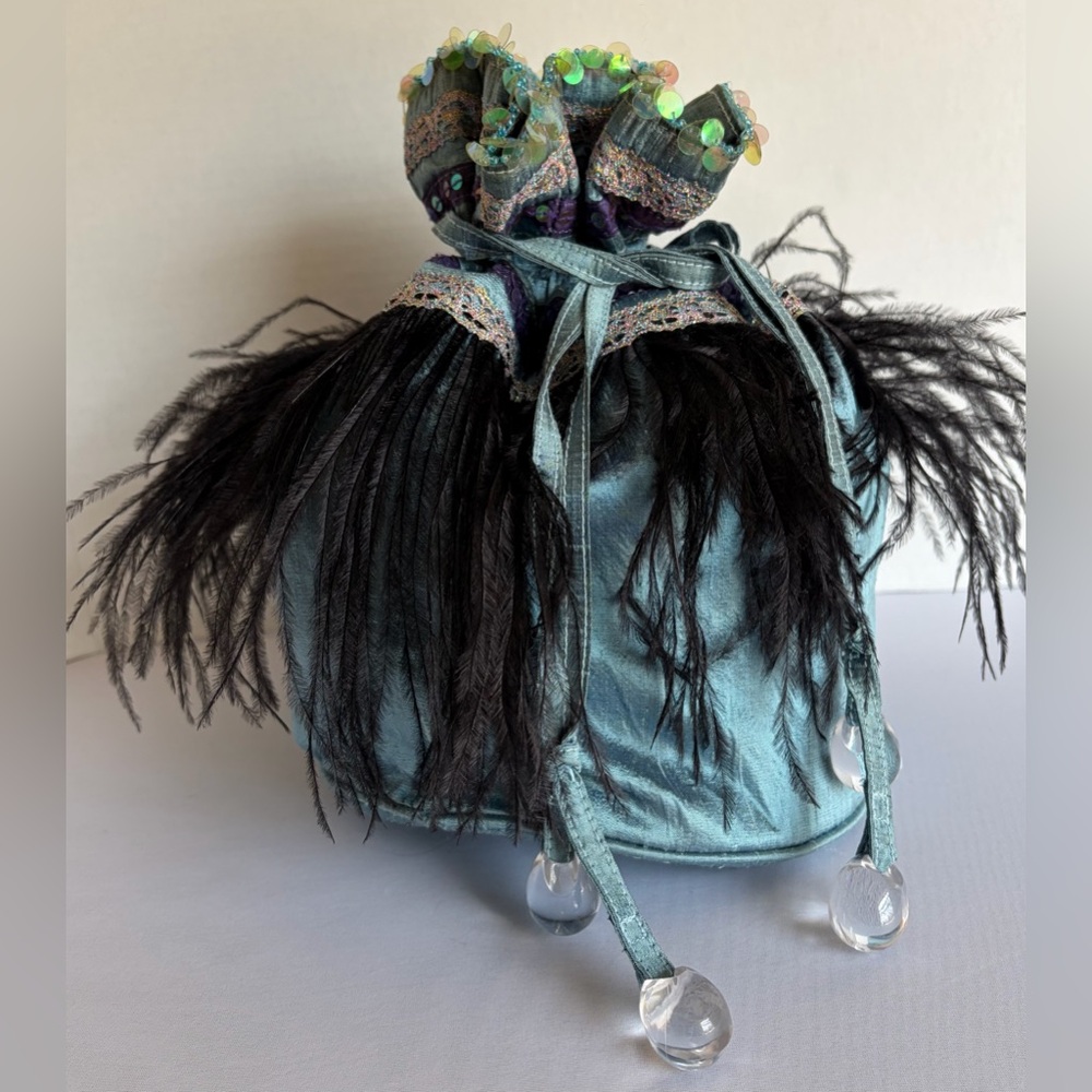 Silk and Feather-Trim Opera Theater Diva Evening Australian Statement Bag